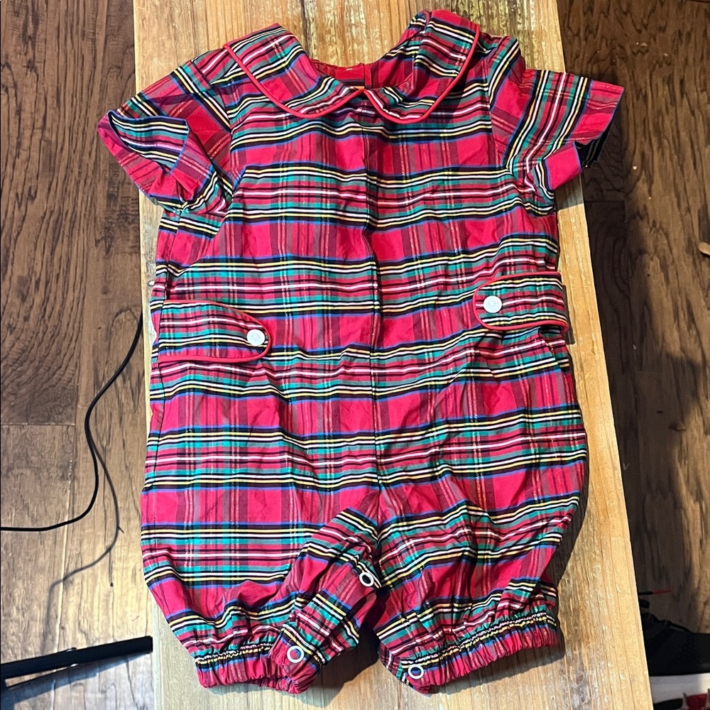 Charming Little One Red Plaid Baby Romper size 18M